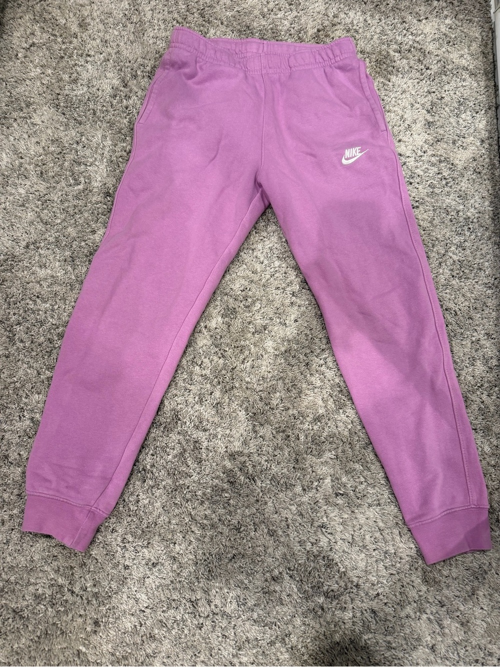 Nike Purple Fleece Joggers with White Swoosh